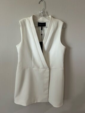 BCBGMaxAzria Sleeveless Cream Wrap-Style Mini Dress